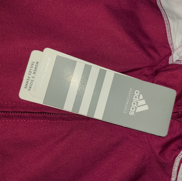 Adidas Maroon and White Zippered Windbreaker Warm-Up Jacket - Picture 13 of 14